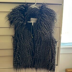 BCBG Faux Fur Vest in Black and Gray
